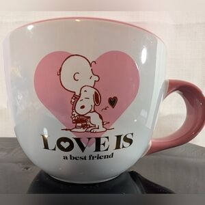 THE PEANUTS CHARLIE BROWN SNOOPY VALENTINES MUG CUP "LOVE IS A BEST FRIEND" BIG